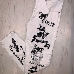 ZARA Graphic Destroyed Jeans
